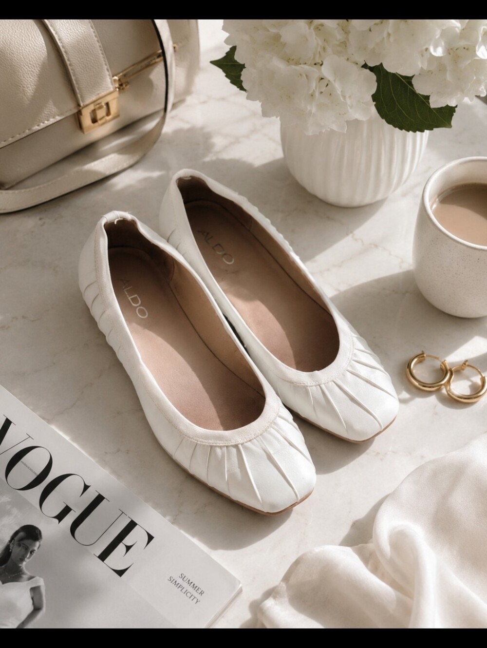 ALDO Women's White Pleated Flats
